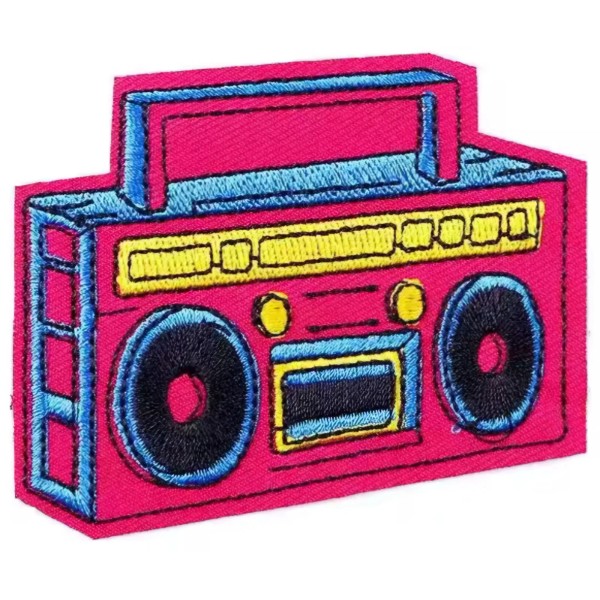 Unbranded Boombox Portable AM/FM Radio Cassette Player embroidered Iron on