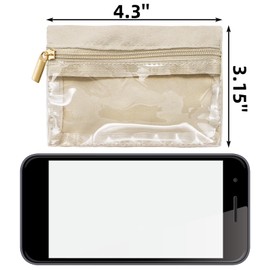 Acshio 50 Pieces Travel Jewelry Bags, Clear Jewelry Pouch Bag with Zipper, Portable Velvet Earring Storage Necklace Organizer for Women Gift, Rings, Bracelets, Beige