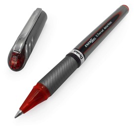 Pentel Energel BL27 Liquid Gel Ink Rollerball Pen - 0.7mm Metal Tip - Red Ink - Pack of 12 + 2