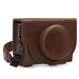 MegaGear MG1731 Ever Ready Leather Camera Case compatible with Sony Cyber-shot DSC-RX100 VII - Dark Brown