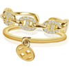 Chunky Yellow Gold Plated Adjustable Rings with Heart and H