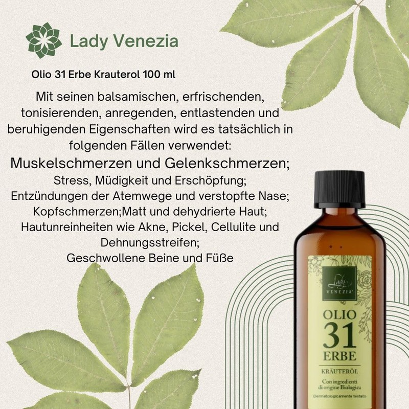 Lady Venezia, Oil 31 Herbal Oil 100ml Essential Oil Massage
