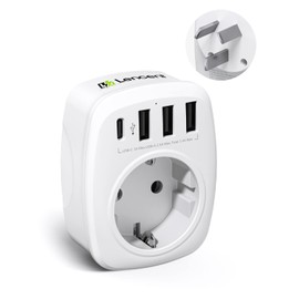 LENCENT Travel Adapter Switzerland Germany Plug, EU to AUS/CN, Type I, Travel Plug for Australia China New Zealand Argentina Wall Sockets with 3 USB/1 Type C/AC Socket Adapter