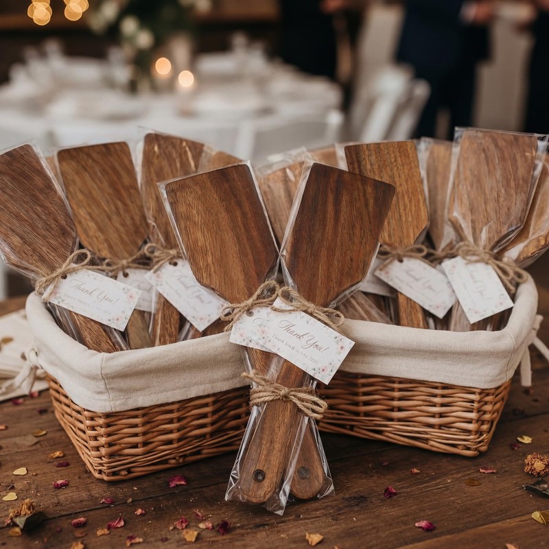 Sieral 20 Pcs Wooden Spatulas Bulk, 11 Inches Natural Acacia