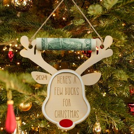 Creative Christmas Money Holder for Cash 2024, Unique Handcrafted Wooden Money Holders for Kid 3 5 7 9, Thanksgiving Gifts Ideas, Stocking Stuffers for Kids, Women (White Rudolph)