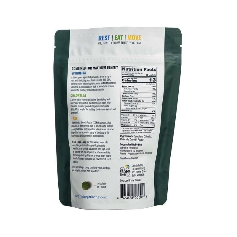On Target Living Spirulina Chlorella + CGF | 1000 Supergreen