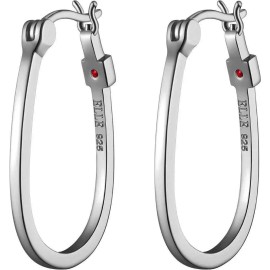 ELLE Jewelry Sterling Silver Oval Hoop Earrings