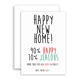 Lithobee - Moving Home Cards - Happy Jealous For Friends Family Mates Mums Dads Sisters And Brothers With A Funny Rude Message About The New Neighbours