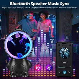 Jellyfish Lamp Mood Lamp,Astronaut Night Light Kids with 10 Lighting Modes and 14 Soothing Sounds,Bubble Jellyfish Lamp Water Flow Speed is Adjustable,Birthday Gifts for Kids Girls Boy Baby