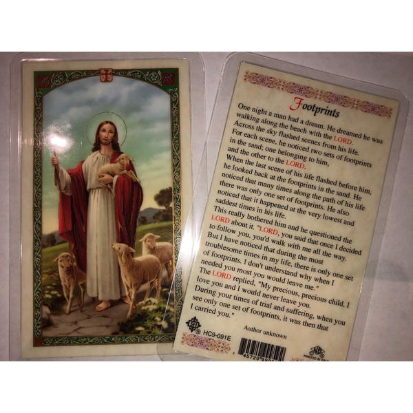 Holy Prayer Cards For The "Footprints" Prayer in English Set of 2