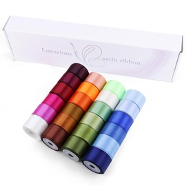 120 Yards Satin Ribbon for Wedding Bouquet DIY Crafts 1 Inch, Solid Color Ribbon Fabric Ribbon for Gift Wrapping Christmas Gift Bows Hair Bows Silk Ribbon for Bouquets Decor