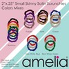 Amelia Beauty, Grey, Skinny Satin Scrunchies, 12 Pack – 2in