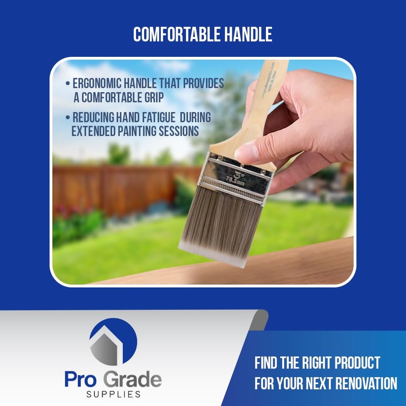 Pro Grade - Paint Brushes - 2Ea 3" Flat Brushes