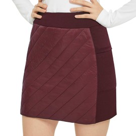 FitsT4 Sports Women's Puffer Skirts Lightweight Quilted Sport Skorts Insulated Warm Snow Skirts Hiking Running Golf Burgundy Size M