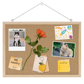 DAHAPYBOO Cork Board Bulletin Board,17"X 12" Cork Board for Office with Pin Oak Wood Boards,Hanging Corkboards for Office Home School Message Board or Vision Board Decoration.