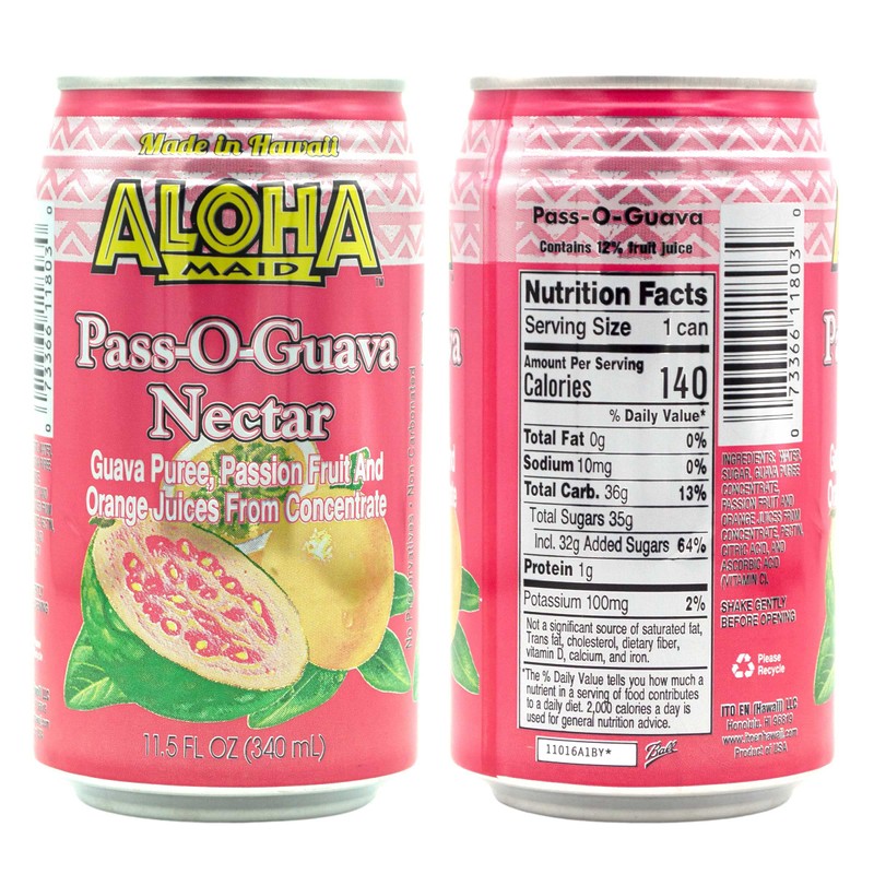 Aloha Maid Drinks, Guava Variety, 4 Cans per Flavor, Total