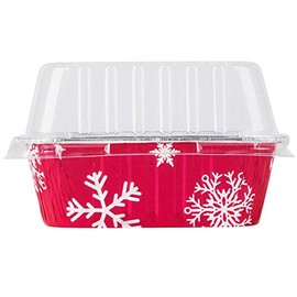 Disposable Aluminum Holiday 1 lb. Mini Loaf Pans with Clear Snap on Lid #9302X (25)