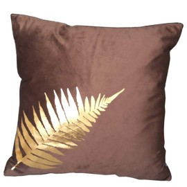 ZUODU Brown Velvet Cushion Cover 45x45cm Printing Peach Skin-Like Decorative Pillow Cover Coffee Cushion Cover 18x18 Inches Free Combination 1 Piece(golden Leave-Coffee)