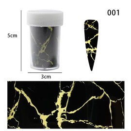 Nail Art Transfer Foil Decals, Black Marble Design, 4 x 100 cm, 8 Pieces
