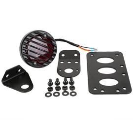 PACASK Red Motorcycle Tail Light Side Mount Vertical License Plate Bracket for y, Honda, Yamaha, Suzuki, Kawasaki etc.