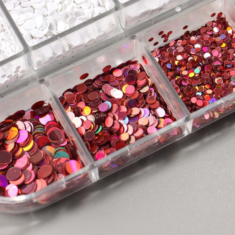 2 Boxes 18 Grids Polka Dots Nail Sequins for Nail