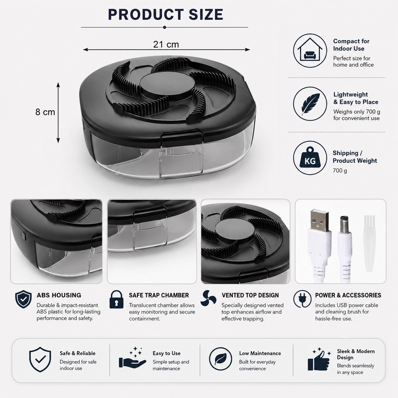 Rechargeable Electric Fly Trap for Indoor Pest Control – USB