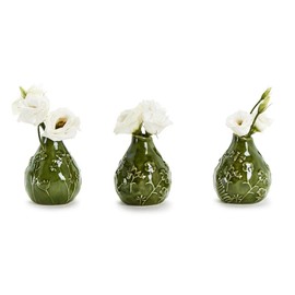 Two's Company Floral Scape Set of 3 Relief Bud Vase - Ceramic