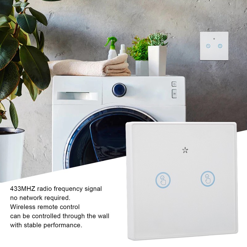 Smart Wall Touch Switch 433MHz Tempered Glass Panel Wiring Free