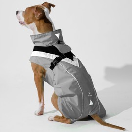 DOGOPAL Waterproof Dog Raincoat for Small and Large Dogs - Dog Raincoat with Reflective Strips - Waterproof Dog Coat, Rain Cover & Rain Jacket (Grey, L)