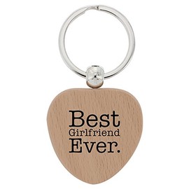 ThisWear Girlfriend Gifts Best Girlfriend Ever Wood Heart Keychain Key Tag Dating Anniversary