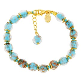 GlassOfVenice Murano Glass Sommerso Bracelet - Dark Aqua