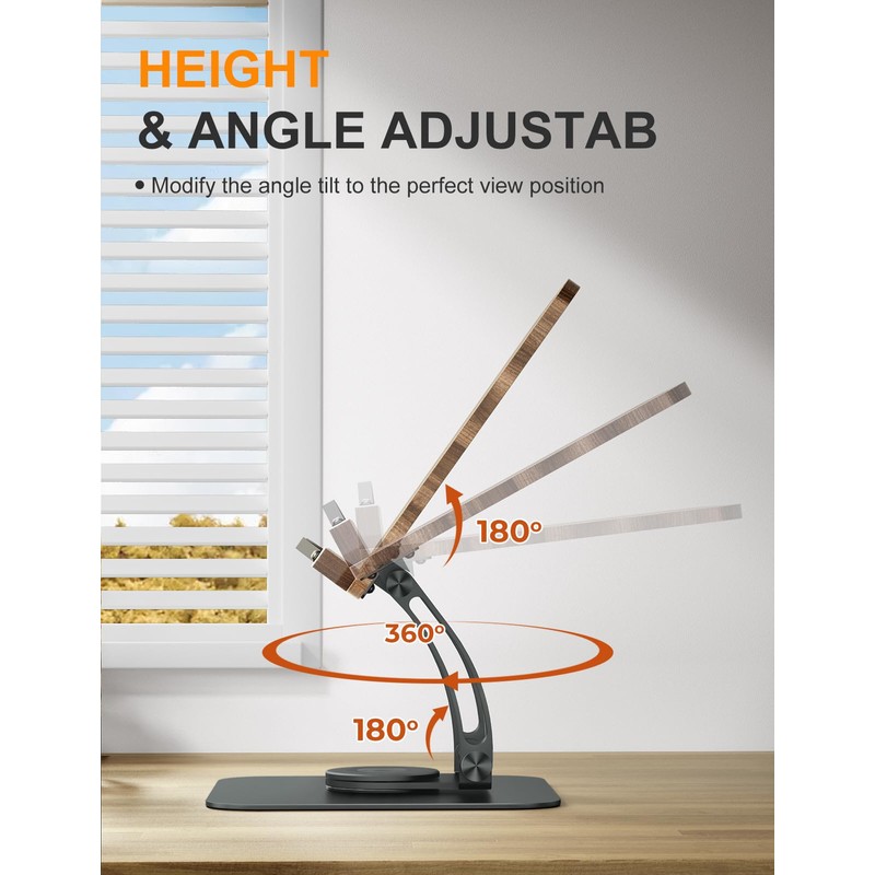 Tounee Book Stand for Reading, Adjustable Book Holder with 360°