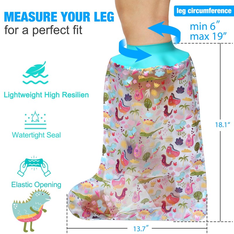 FIPELL 100% Waterproof Kids Cast Cover for Shower Leg Kids,