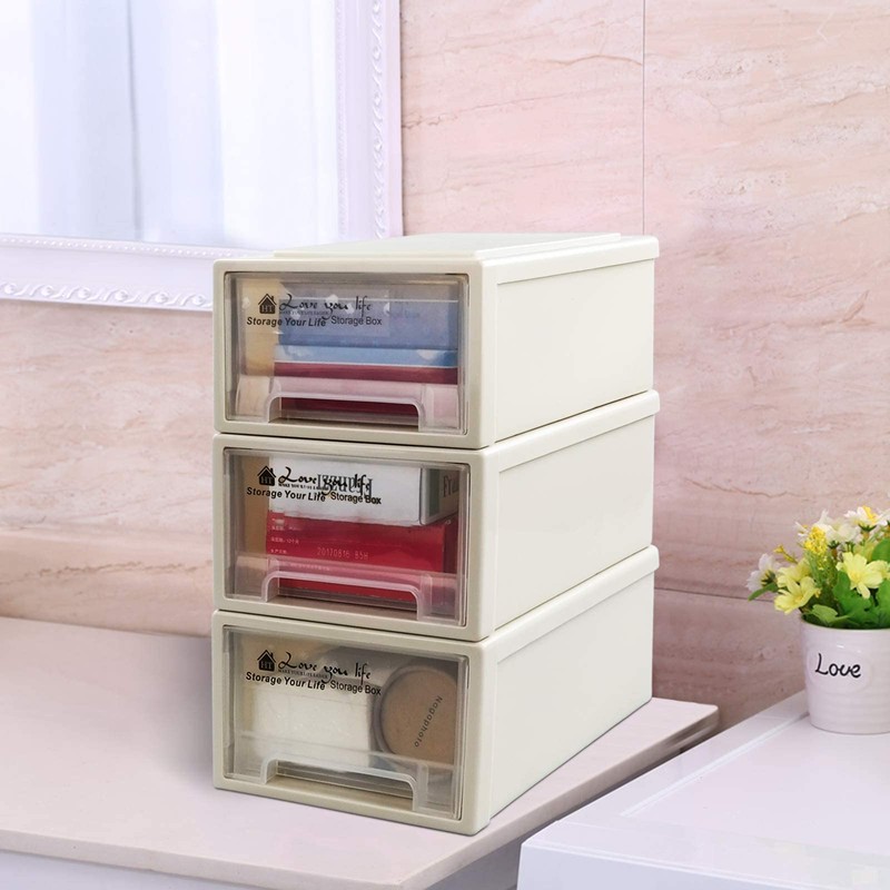 Sosody Plastic Compact Stacking Storage Drawer Unit, 6 Quart, 3