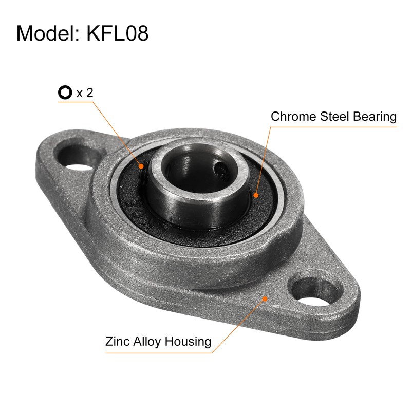 sourcing map 4pcs KFL08 Flanged Pillow Block Bearings 8mm Bore,