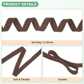 M METERXITY Cotton Twill Tape, (15mm) 5/8 Inch 50 Yards Cotton Twill Ribbon Bias Binding Tape Natural Herringbone Webbing Trim for Apron Sewing/Gift Wrapping/Craft DIY [Dark Coffee]