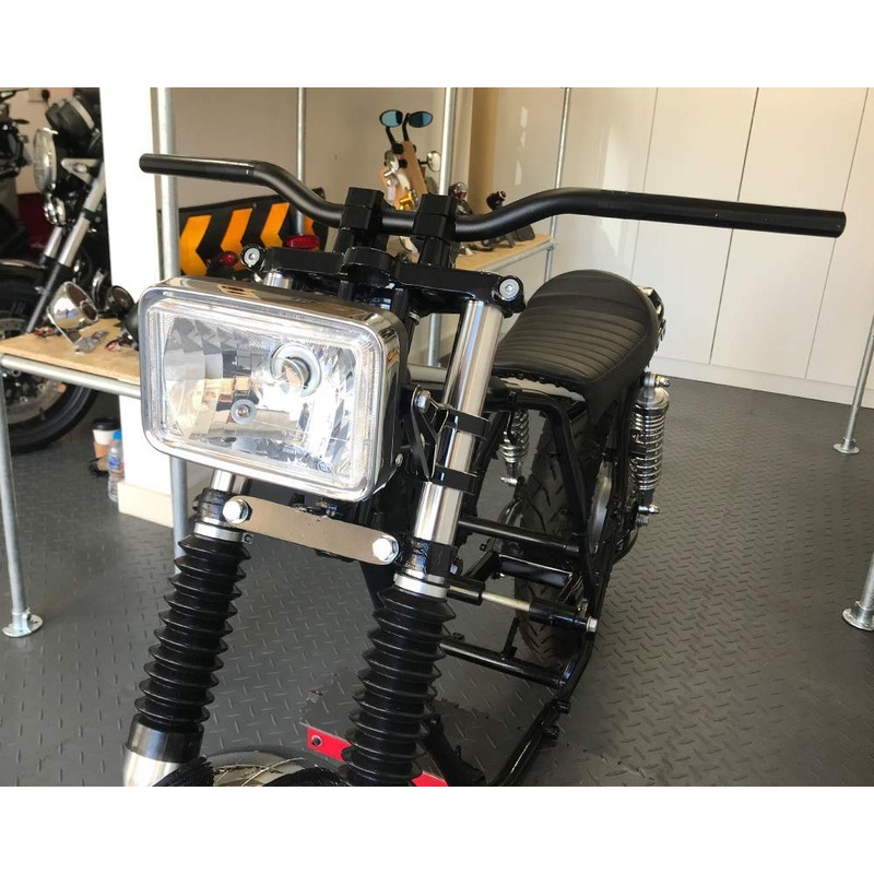 Alchemy Parts Retro-Style Motorcycle Rectangular 12V Headlight in Gloss Black
