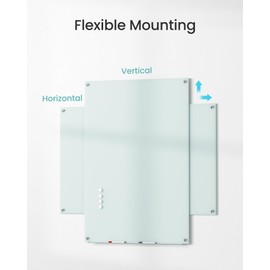 VUSIGN Glass Dry Erase Board for Wall, 36" x 24" Magnetic Dry Erase Board, Large Frameless Mounted White Board Dry Erase for Office, Home, School