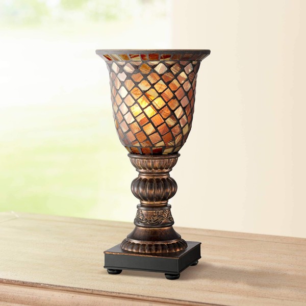 Mosaic Brown Glass 12" High Uplight Accent Lamp - Regency Hill