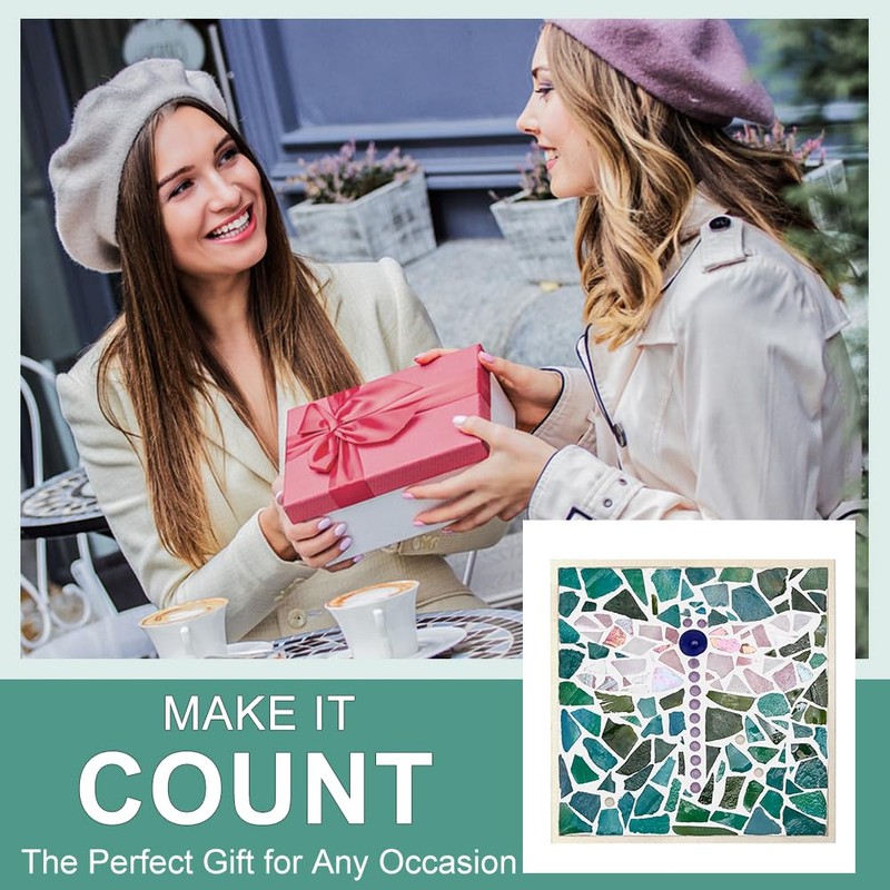 WEBEEDY 2 Set DIY Mosaic Kit DIY Dragonfly Mosaic Coaster