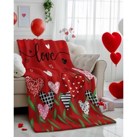 Pink Red Throw Blanket for Couch Valentine's Day Soft Fleece Blanket Flannel Decorative Throw Blanket for Mom Couple Girlfriend Home Bed Sofa Chair, All Season Throws & Blankets, 40" x 50"