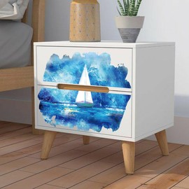 PLIGREAT 3 Sheets Rub on Transfers for Crafts, 6"x12" Oil Painting Furniture Transfer Paper Blue Sailboat Rub on Stickers Decals for DIY Wood Dressers Cabinet Ceramic Scrapbooking Home Decorative