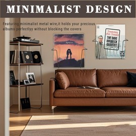 Modern Metal Vinyl Record Wall Mount Shelf (2 Pack), Matte Black Floating LP Display Rack, Minimalist Steel Album Holder, Wall Mounted Storage for LPs & Album Covers silver (Black-2 Pcs)