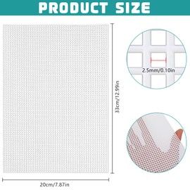 YOUNGSAY Pack of 12 Plastic Canvas Sheets, 20 x 33 cm Mesh Canvas Sheets, Plastic, DIY Plastic Canvas Sheets, White Mesh, for Crafts and Sewing Projects