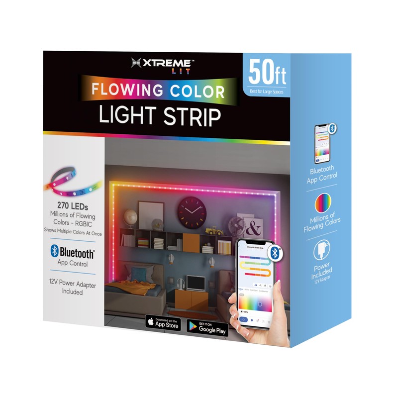 Xtreme RGB+IC LED Light Strip, 50’ Foot Indoor Sound Reactive