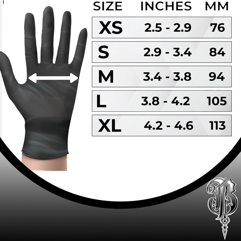 Blackwork Latex Tattoo Gloves, Medium (100 Pack) - Black Gloves