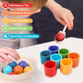 MagiDeal Rainbow Balls in Cups Montessori Toy Assorted Colours with Cups and Balls for Kids 7 Colours