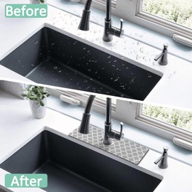 Kitchen Sink Splash Guard Faucet Mat 15" X 5.5" Geometry Absorbent Fast Drying Mat Faucet Draining Mat Sink Splash Guard Behind Faucet Drip Catcher for Kitchen Bathroom