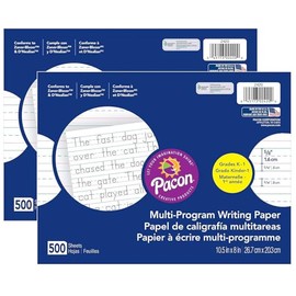 Pacon 10.5-inch x 8-inch Multi-Program Handwriting Paper, 5/8 Ruled, White, 500 Sheets/Pack, 2 Packs (PAC2420-2)