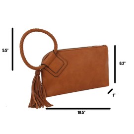 cartera de mano para mujer con correa de mano informal formal de piel vegana - Metro Muse, Terciopelo azul oscuro., Small